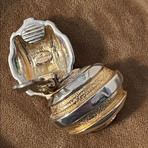 Vintage Givenchy Gold & Silver Textured Clip-On Earrings
